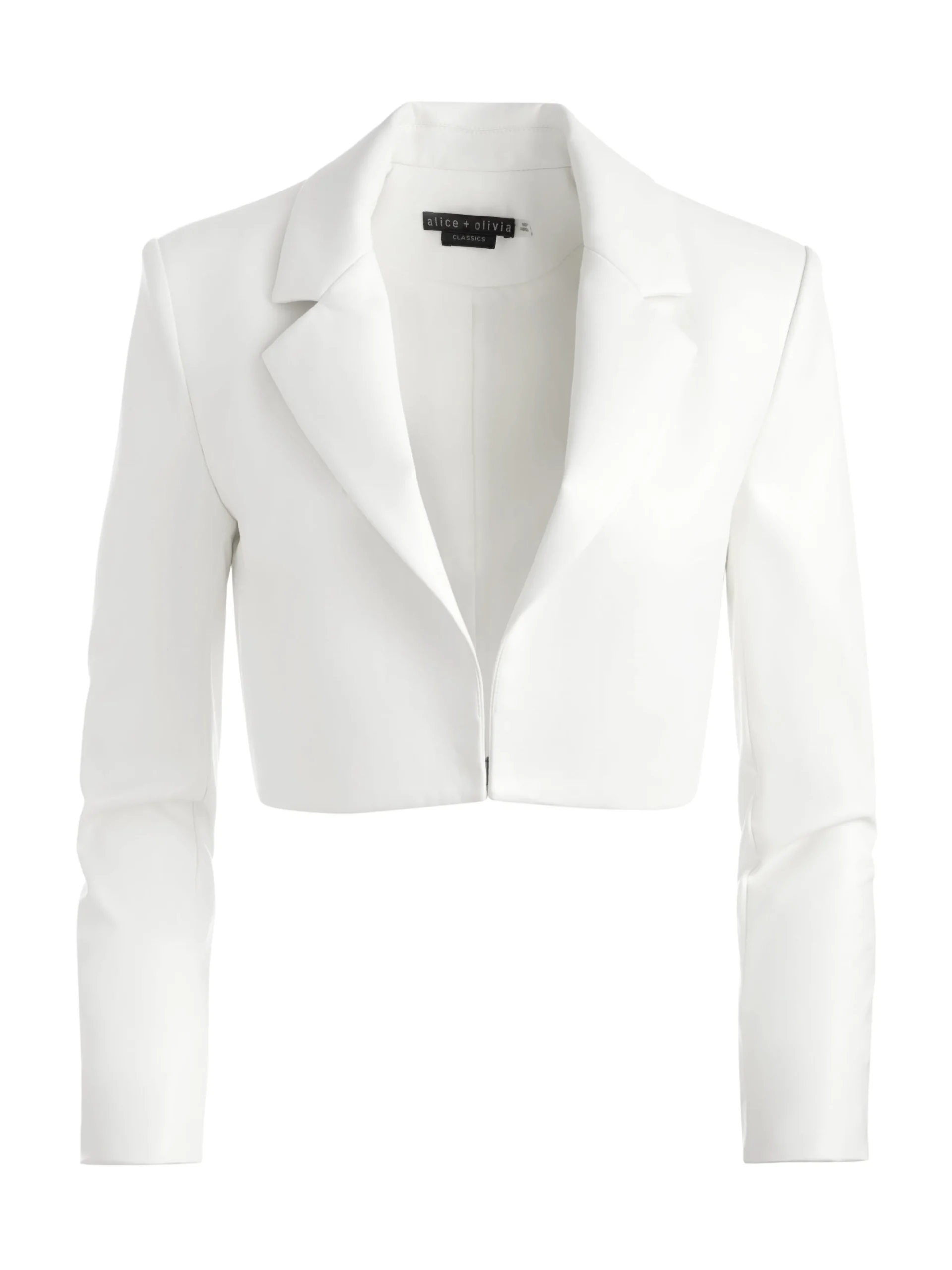 Alice and Olivia VEGAN LEATHER|ESSENTIALS*ABBOTT CROPPED RUCHED SLEEVE VEGAN LEATHER BLAZER