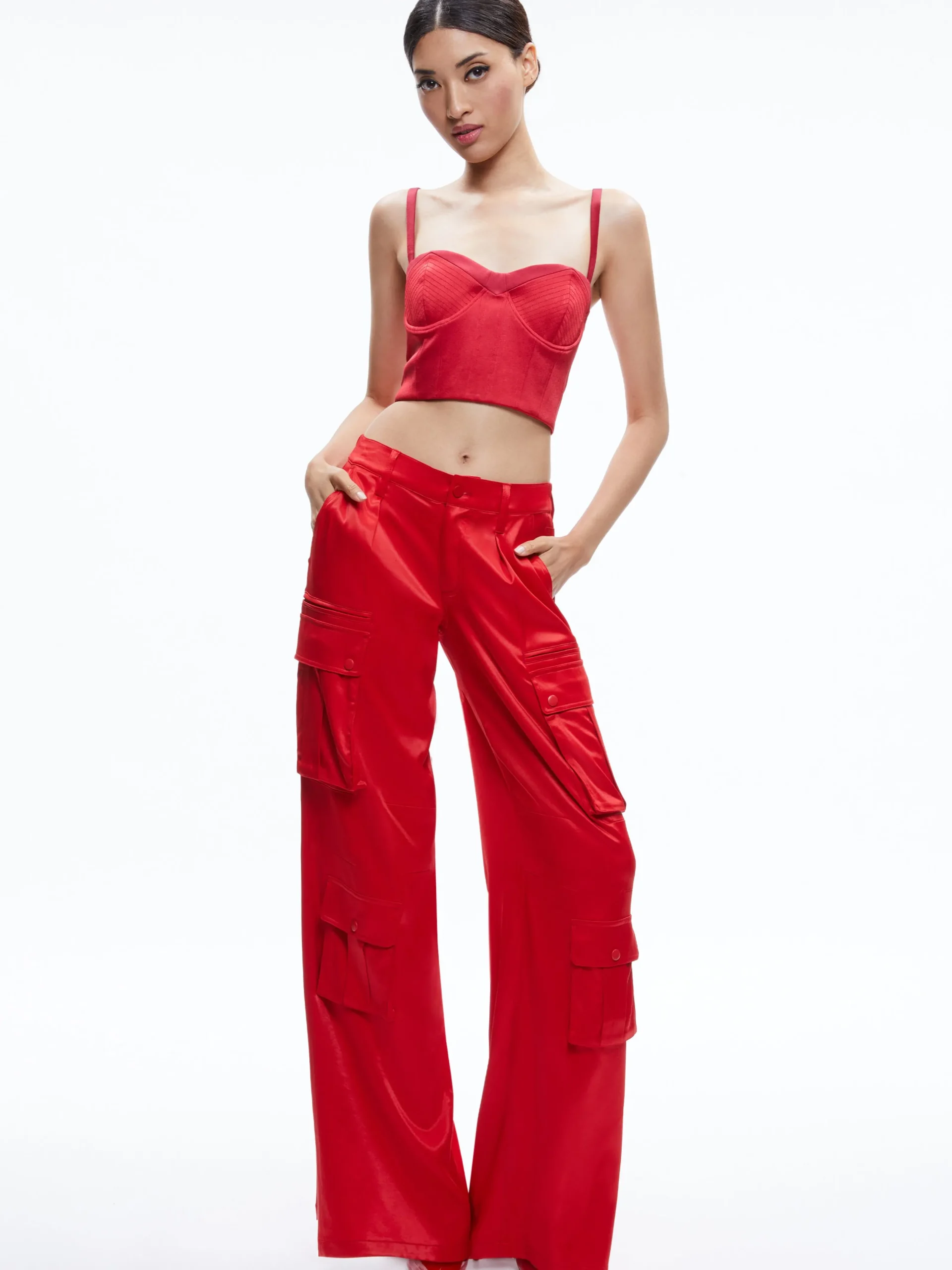 Alice and Olivia MATCHING SETS*ADARA BUSTIER TOP + JOETTE LOW RISE CARGO PANT