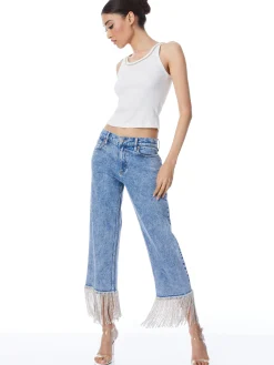 Alice and Olivia TOPS*ALLEN EMBELLISHED NECK RIBBED TANK
