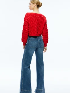 Alice and Olivia SWEATERS*ALLENE CABLE KNIT CREWNECK
