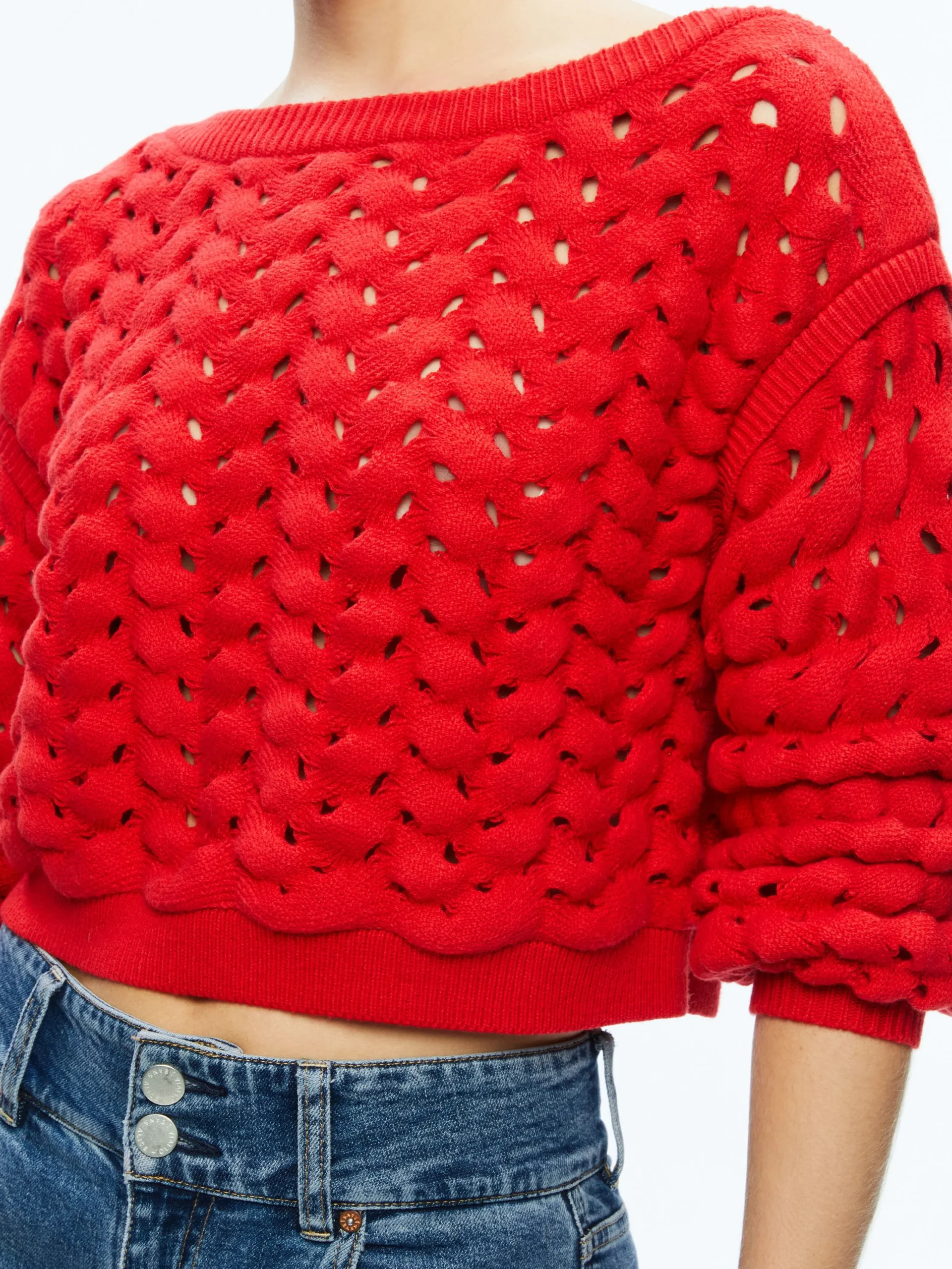 Alice and Olivia SWEATERS*ALLENE CABLE KNIT CREWNECK