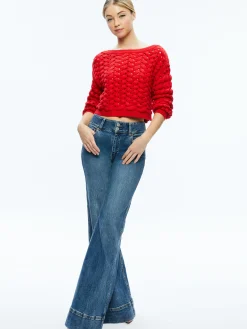 Alice and Olivia SWEATERS*ALLENE CABLE KNIT CREWNECK