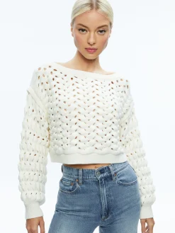 Alice and Olivia SWEATERS*ALLENE CABLE KNIT CREWNECK
