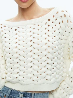 Alice and Olivia SWEATERS*ALLENE CABLE KNIT CREWNECK