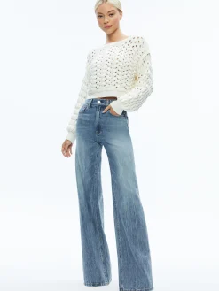Alice and Olivia SWEATERS*ALLENE CABLE KNIT CREWNECK