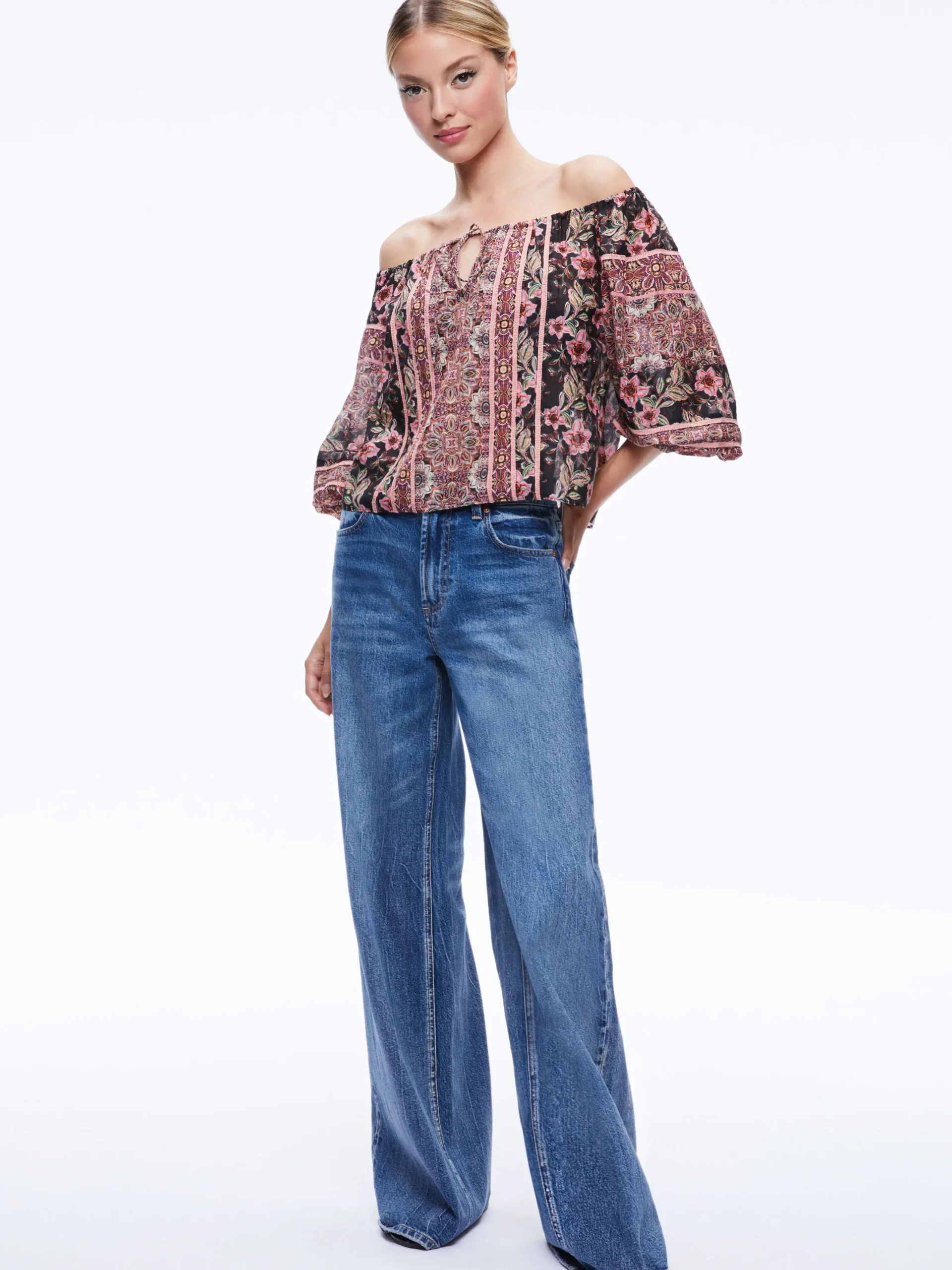 Alice and Olivia TOPS*ALTA OFF THE SHOULDER TOP
