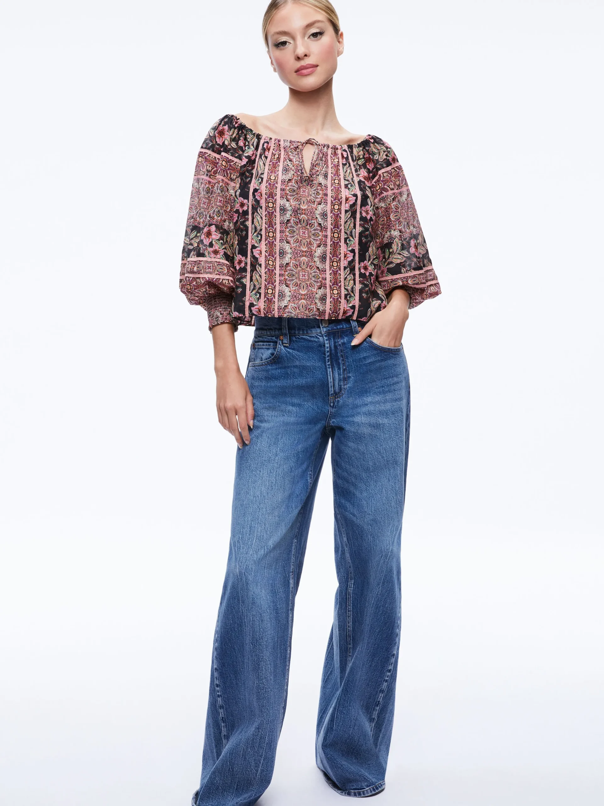Alice and Olivia TOPS*ALTA OFF THE SHOULDER TOP