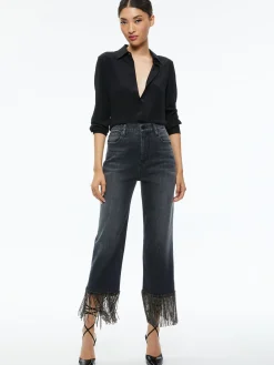 Alice and Olivia JEAN SHOP|JEANS*AMAZING CRYSTAL FRINGE HEM JEAN
