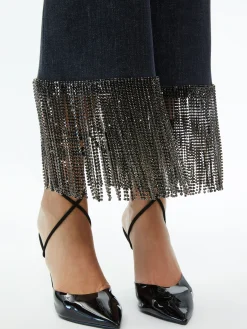 Alice and Olivia JEAN SHOP|JEANS*AMAZING CRYSTAL FRINGE HEM JEAN