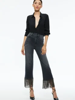 Alice and Olivia JEAN SHOP|JEANS*AMAZING CRYSTAL FRINGE HEM JEAN