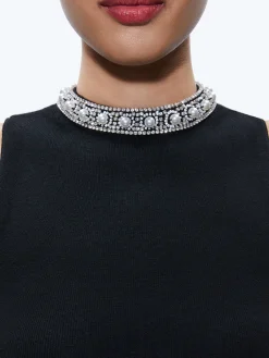Alice and Olivia TOPS*AMITY EMBELLISHED NECK CROPPED TANK