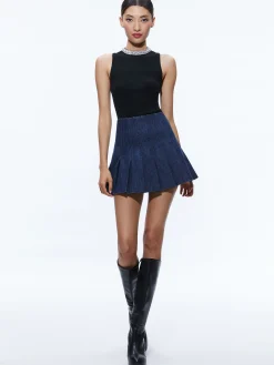 Alice and Olivia TOPS*AMITY EMBELLISHED NECK CROPPED TANK