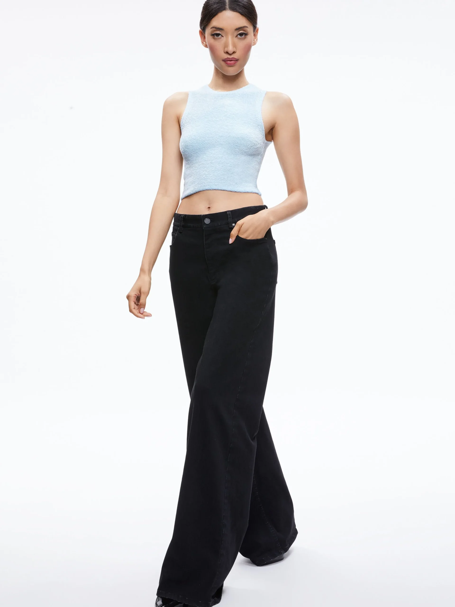 Alice and Olivia SWEATERS*AMITY SLEEVELESS CROPPED TANK