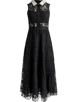Alice and Olivia VALENTINE'S DAY EDIT|GUEST OF*ANAYA EMBELLISHED COLLAR LACE MIDI DRESS