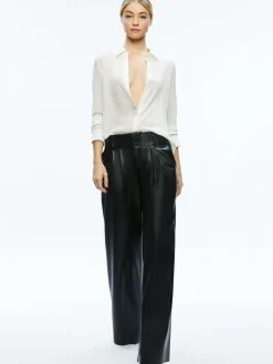 Alice and Olivia VEGAN LEATHER|ESSENTIALS*ANDERS VEGAN LEATHER LOW RISE PANT