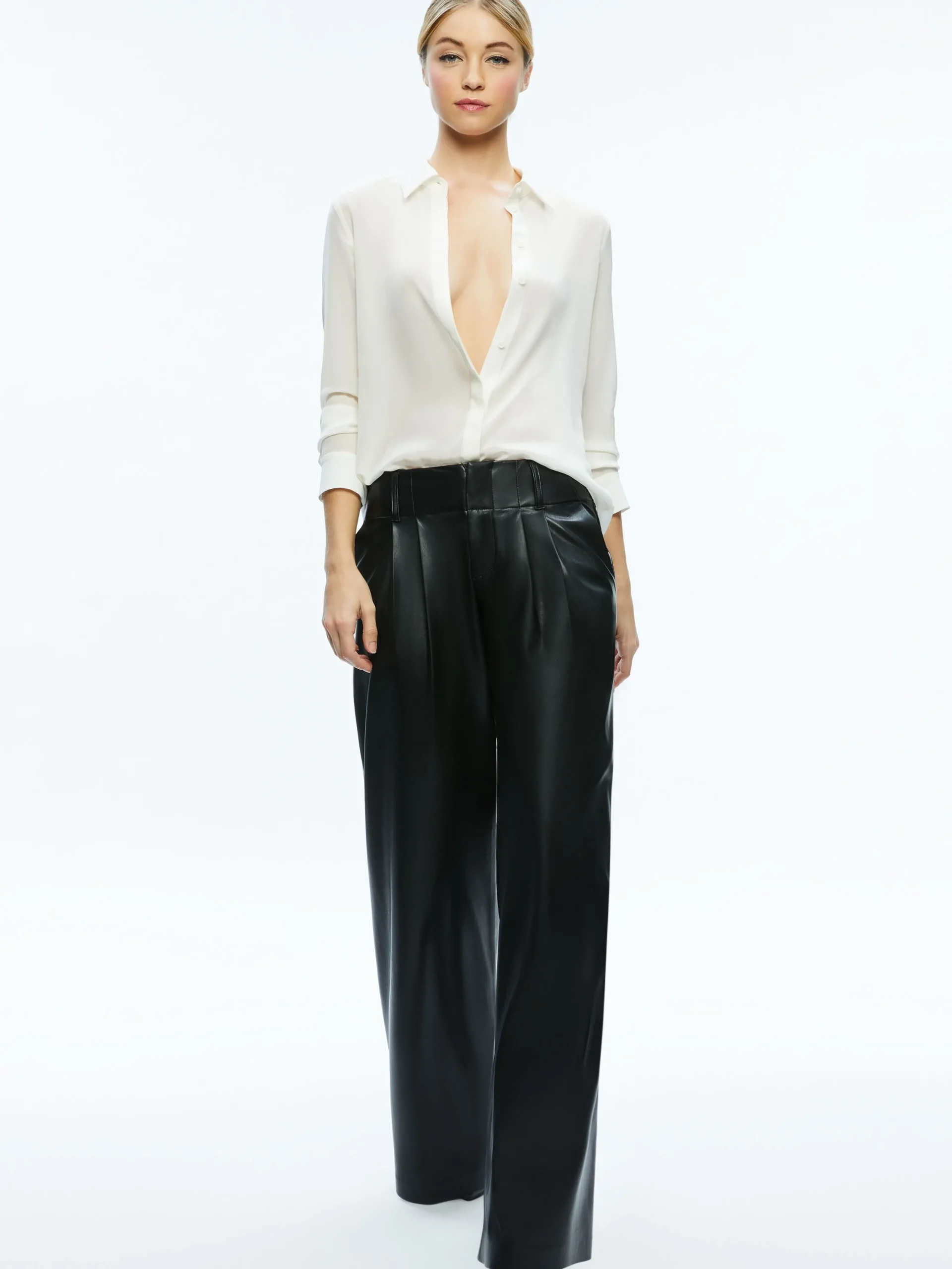 Alice and Olivia VEGAN LEATHER|ESSENTIALS*ANDERS VEGAN LEATHER LOW RISE PANT
