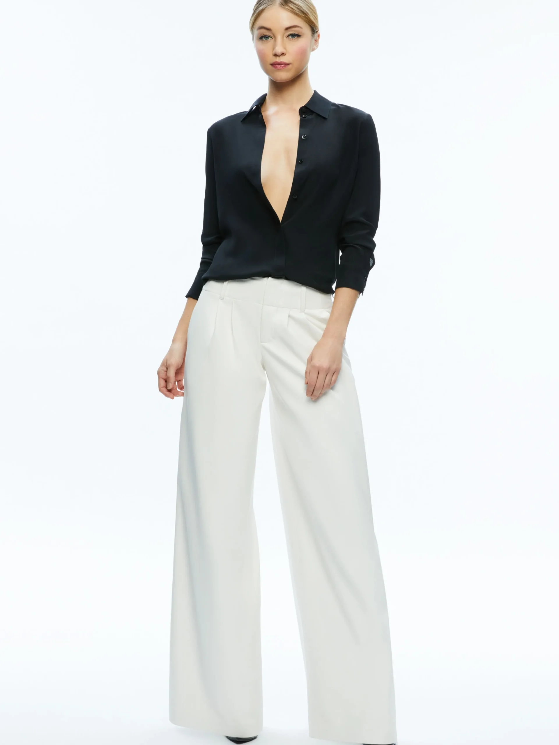 Alice and Olivia VEGAN LEATHER|ESSENTIALS*ANDERS VEGAN LEATHER LOW RISE PANT