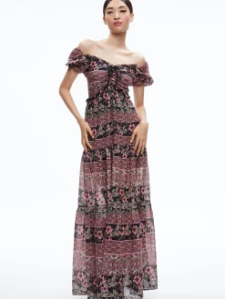 Alice and Olivia GUEST OF|MAXI*ANDREA PUFF SLEEVE MAXI DRESS