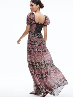 Alice and Olivia GUEST OF|MAXI*ANDREA PUFF SLEEVE MAXI DRESS