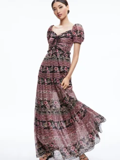 Alice and Olivia GUEST OF|MAXI*ANDREA PUFF SLEEVE MAXI DRESS