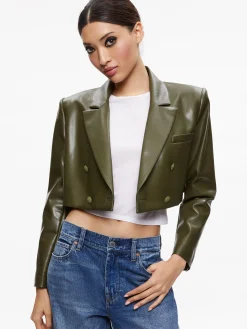 Alice and Olivia JACKETS + COATS*ANTHONY CROPPED DOUBLE BREASTED VEGAN BLAZER