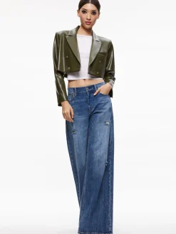 Alice and Olivia JACKETS + COATS*ANTHONY CROPPED DOUBLE BREASTED VEGAN BLAZER