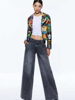 Alice and Olivia STACEY'S FAVORITES|JACKETS + COATS*A+O X BASQUIAT CODY EMBELLISHED LEATHER JACKET