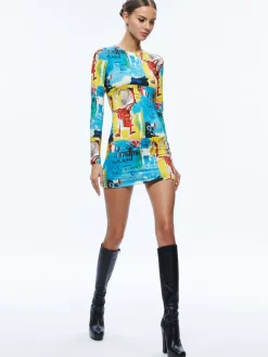 Alice and Olivia GUEST OF|MINI*A+O X BASQUIAT DELORA MINI DRESS