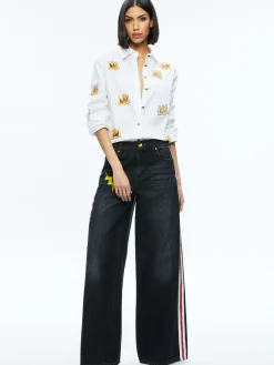 Alice and Olivia STACEY'S FAVORITES|TOPS*A+O X BASQUIAT FINELY EMBELLISHED BUTTON DOWN