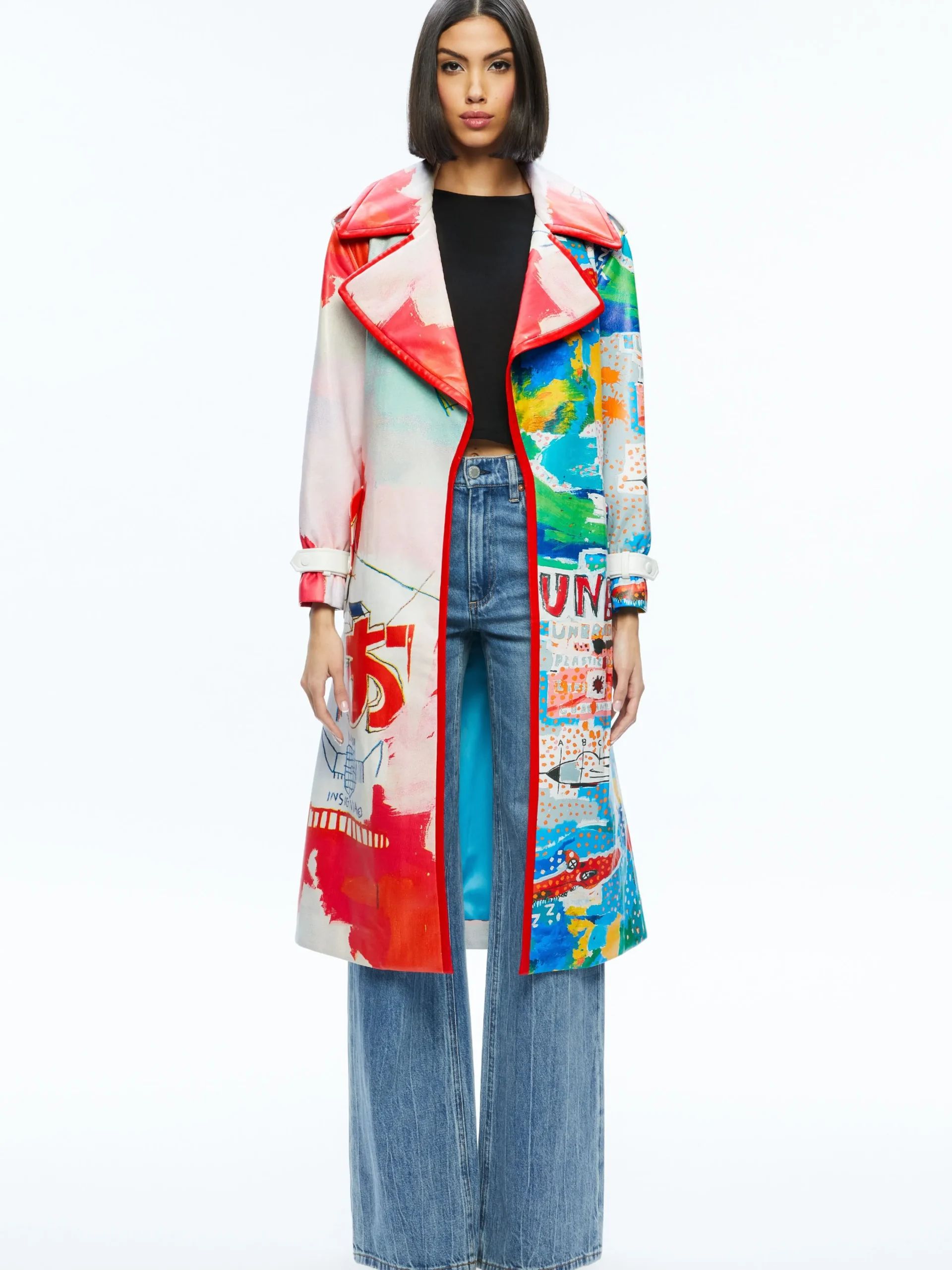 Alice and Olivia VEGAN LEATHER|JACKETS + COATS*A+O X BASQUIAT NEVADA VEGAN LEATHER TRENCH COAT