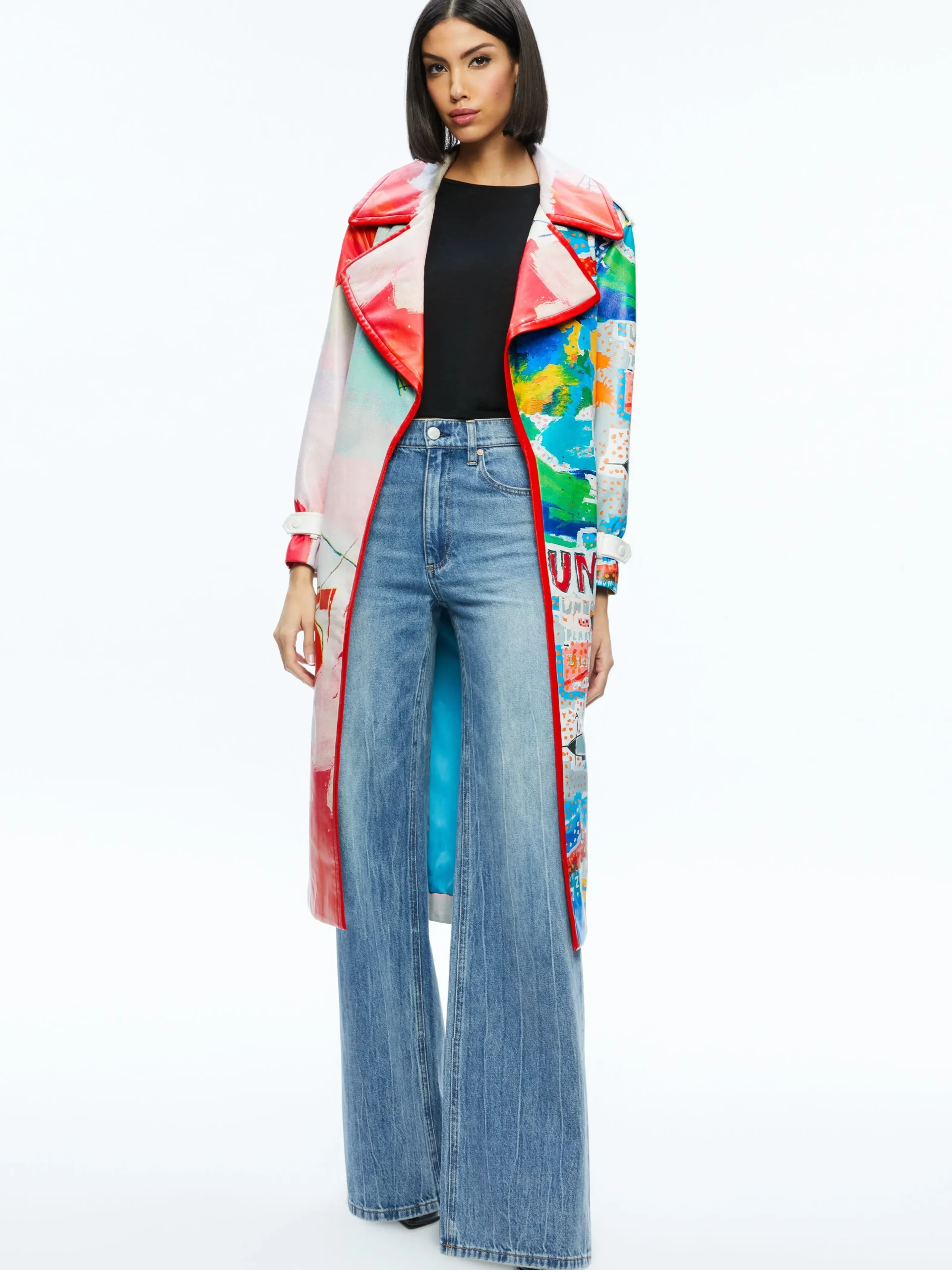 Alice and Olivia VEGAN LEATHER|JACKETS + COATS*A+O X BASQUIAT NEVADA VEGAN LEATHER TRENCH COAT