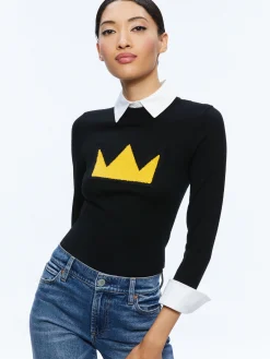 Alice and Olivia SWEATERS*A+O X BASQUIAT PORLA COLLARED SWEATER