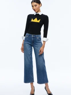 Alice and Olivia SWEATERS*A+O X BASQUIAT PORLA COLLARED SWEATER