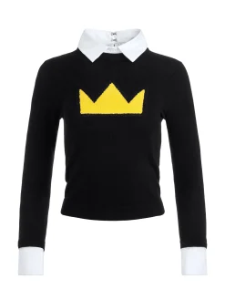 Alice and Olivia SWEATERS*A+O X BASQUIAT PORLA COLLARED SWEATER