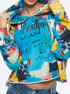 Alice and Olivia TOPS*A+O X BASQUIAT SUNNY CROPPED HOODIE