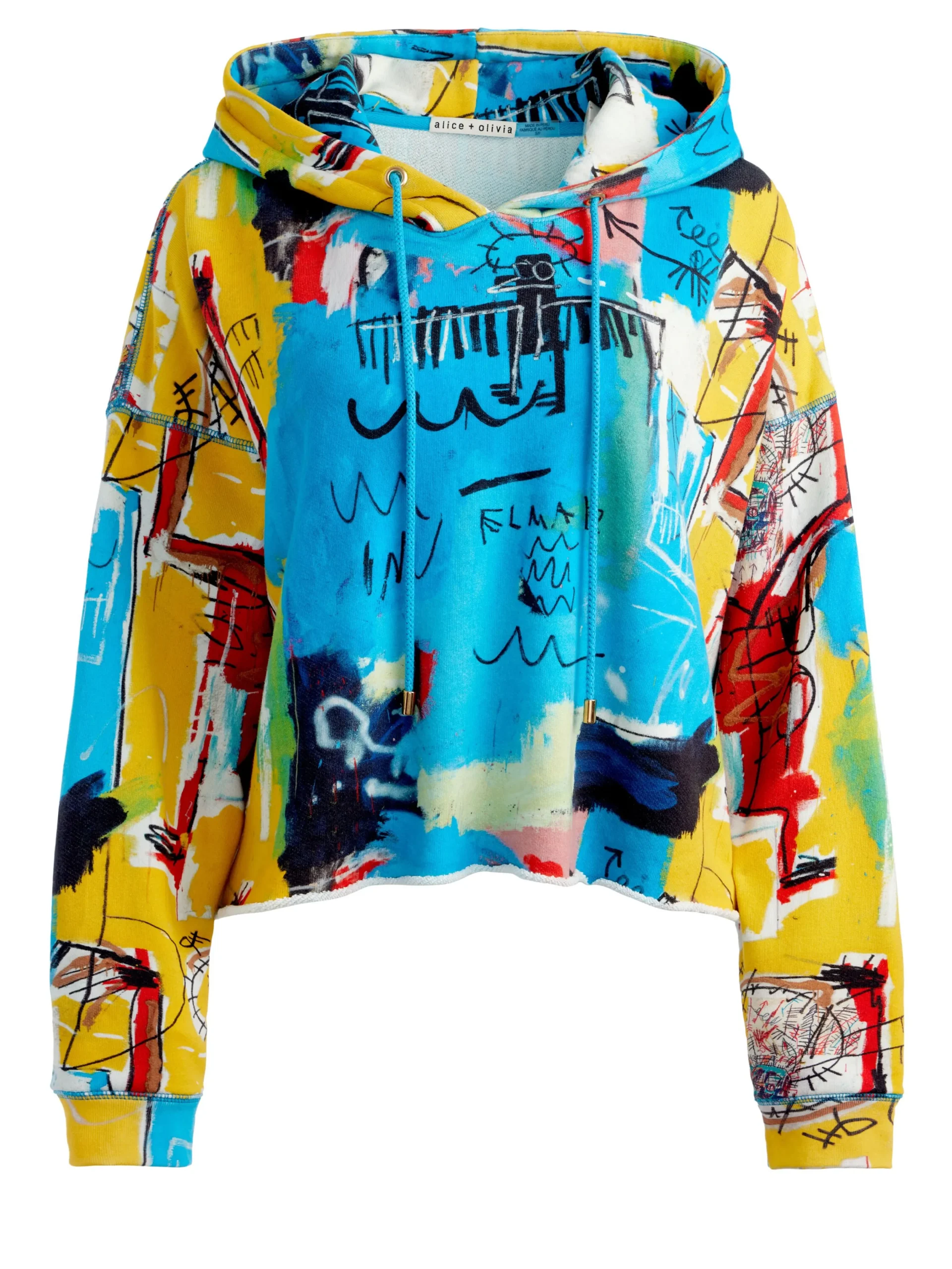 Alice and Olivia TOPS*A+O X BASQUIAT SUNNY CROPPED HOODIE