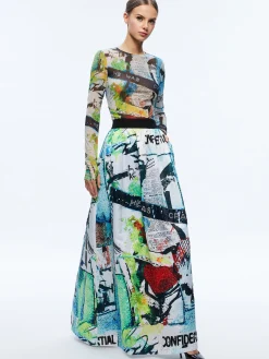Alice and Olivia STACEY'S FAVORITES|SKIRTS*A+O X BASQUIAT TINA EMBELLISHED MAXI SKIRT