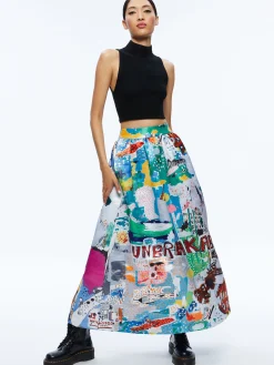 Alice and Olivia STACEY'S FAVORITES|SKIRTS*A+O X BASQUIAT TINA TEA LENGTH SKIRT