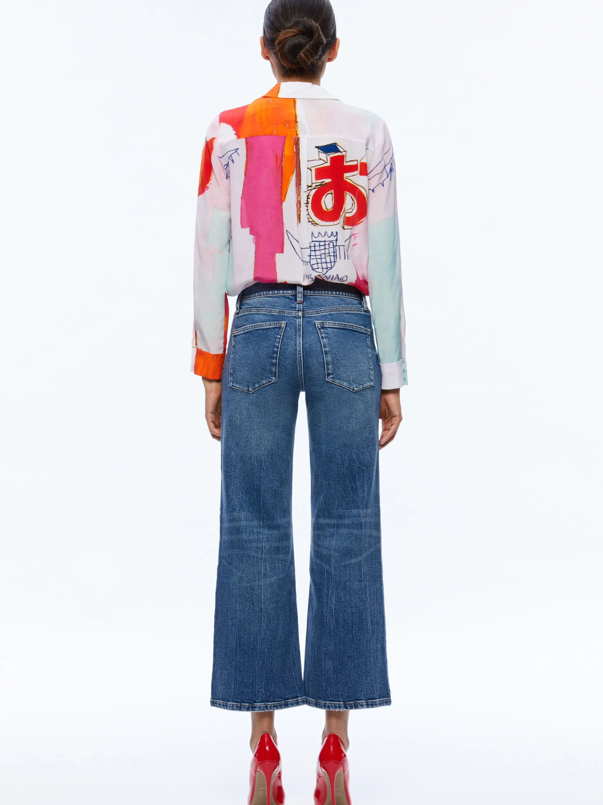 Alice and Olivia TOPS*A+O X BASQUIAT WILLA PLACKET TOP