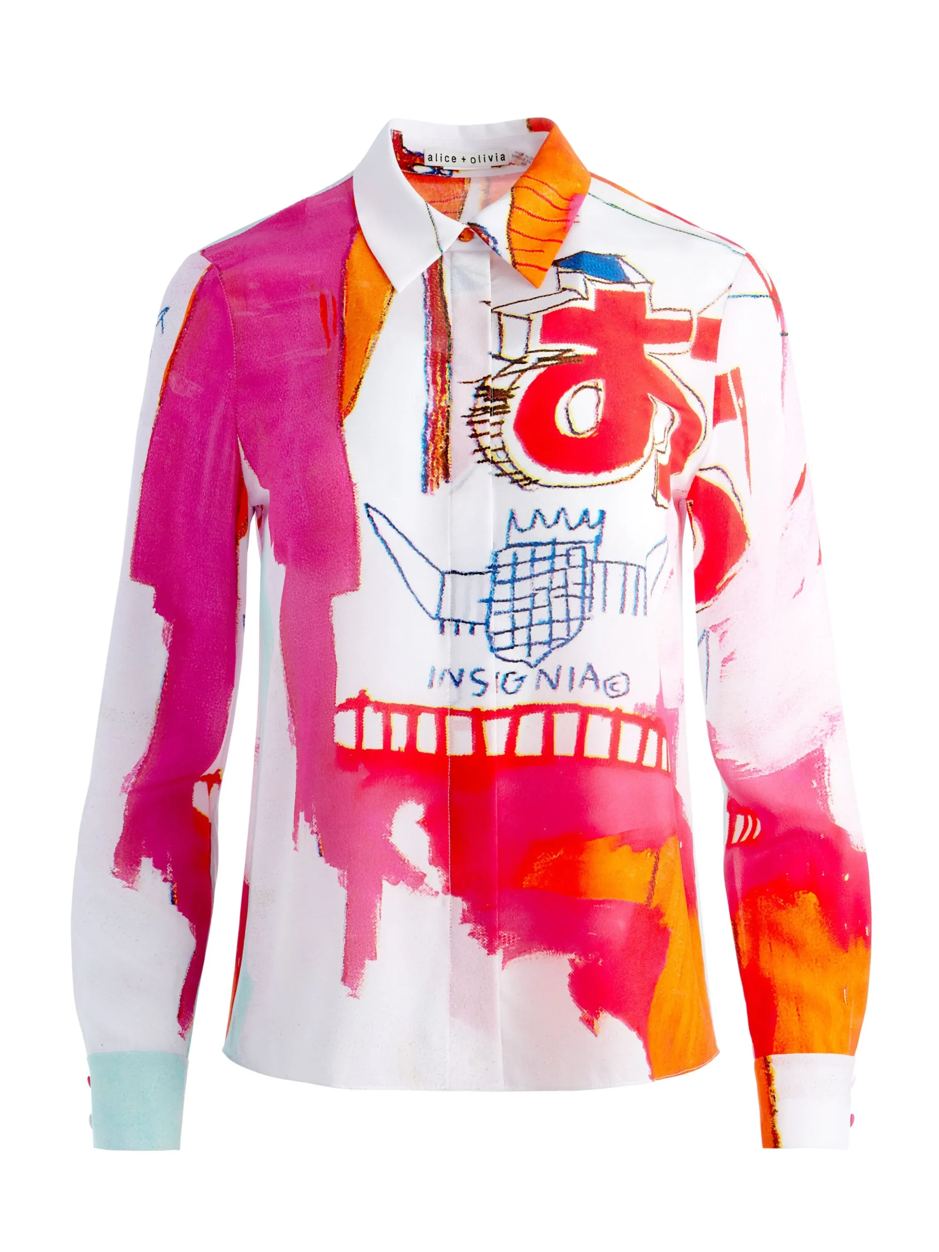 Alice and Olivia TOPS*A+O X BASQUIAT WILLA PLACKET TOP
