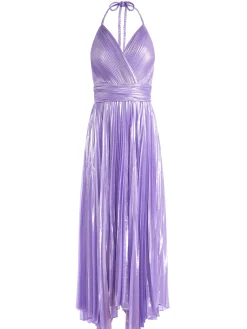 Alice and Olivia GUEST OF|MAXI*ARISTA SLEEVELESS HALTER NECK PLEATED MAXI DRESS