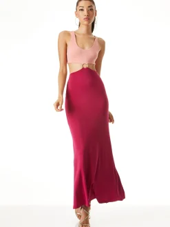 Alice and Olivia MAXI|DRESSES*ARIZONA CUTOUT O-RING MAXI DRESS
