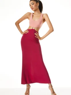 Alice and Olivia MAXI|DRESSES*ARIZONA CUTOUT O-RING MAXI DRESS