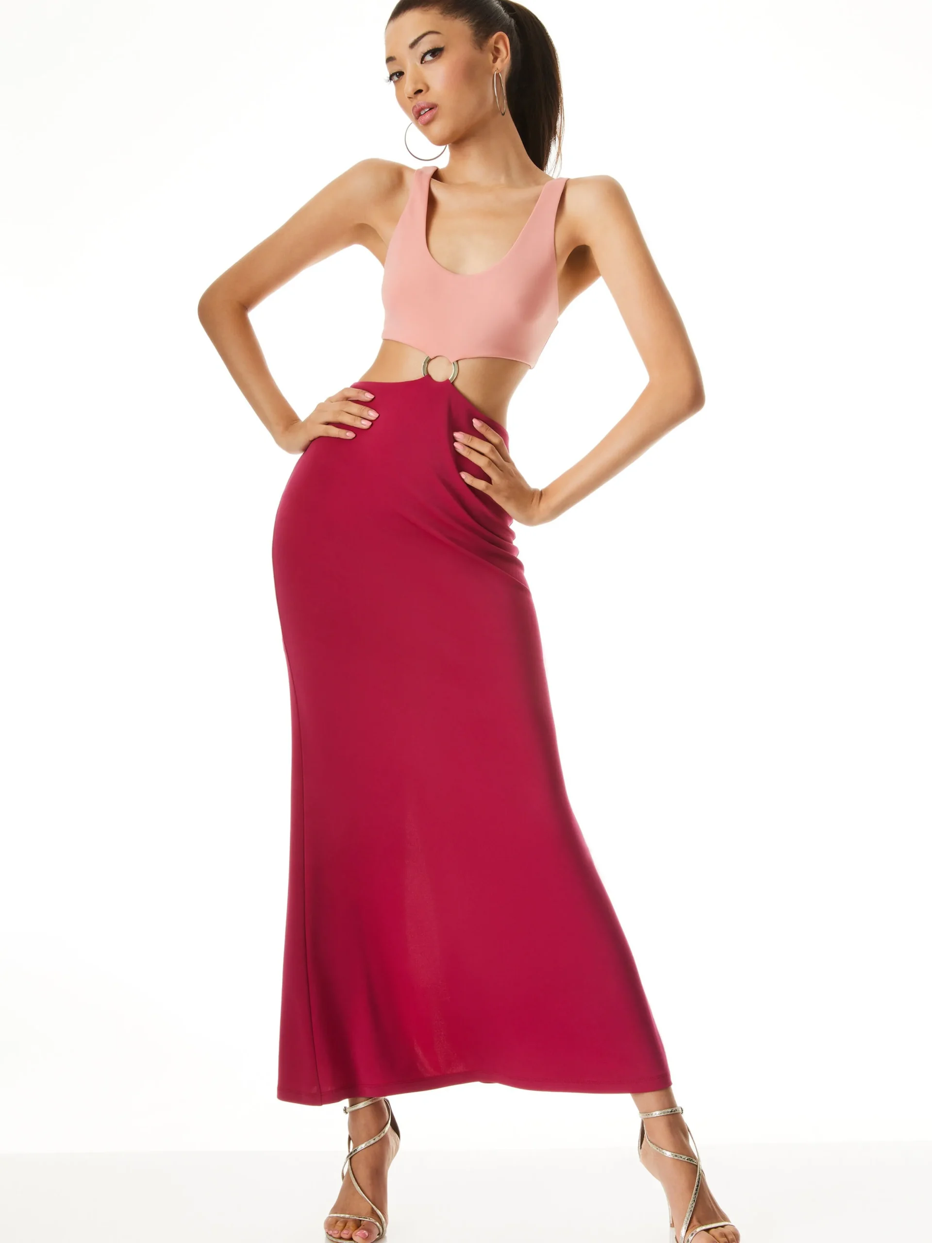 Alice and Olivia MAXI|DRESSES*ARIZONA CUTOUT O-RING MAXI DRESS