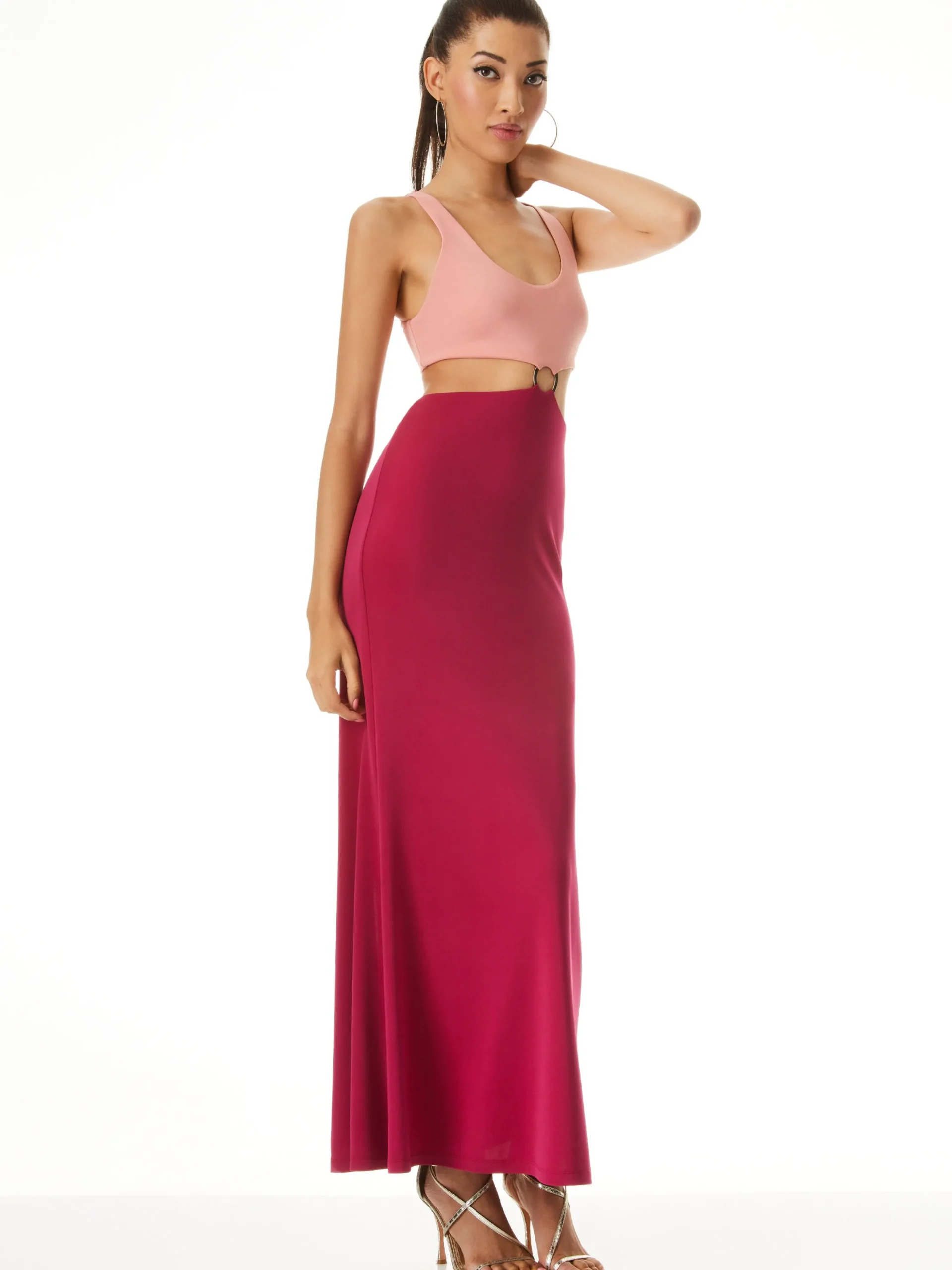 Alice and Olivia MAXI|DRESSES*ARIZONA CUTOUT O-RING MAXI DRESS