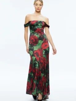 Alice and Olivia GUEST OF|MAXI*ARZA OFF SHOULDER MAXI DRESS