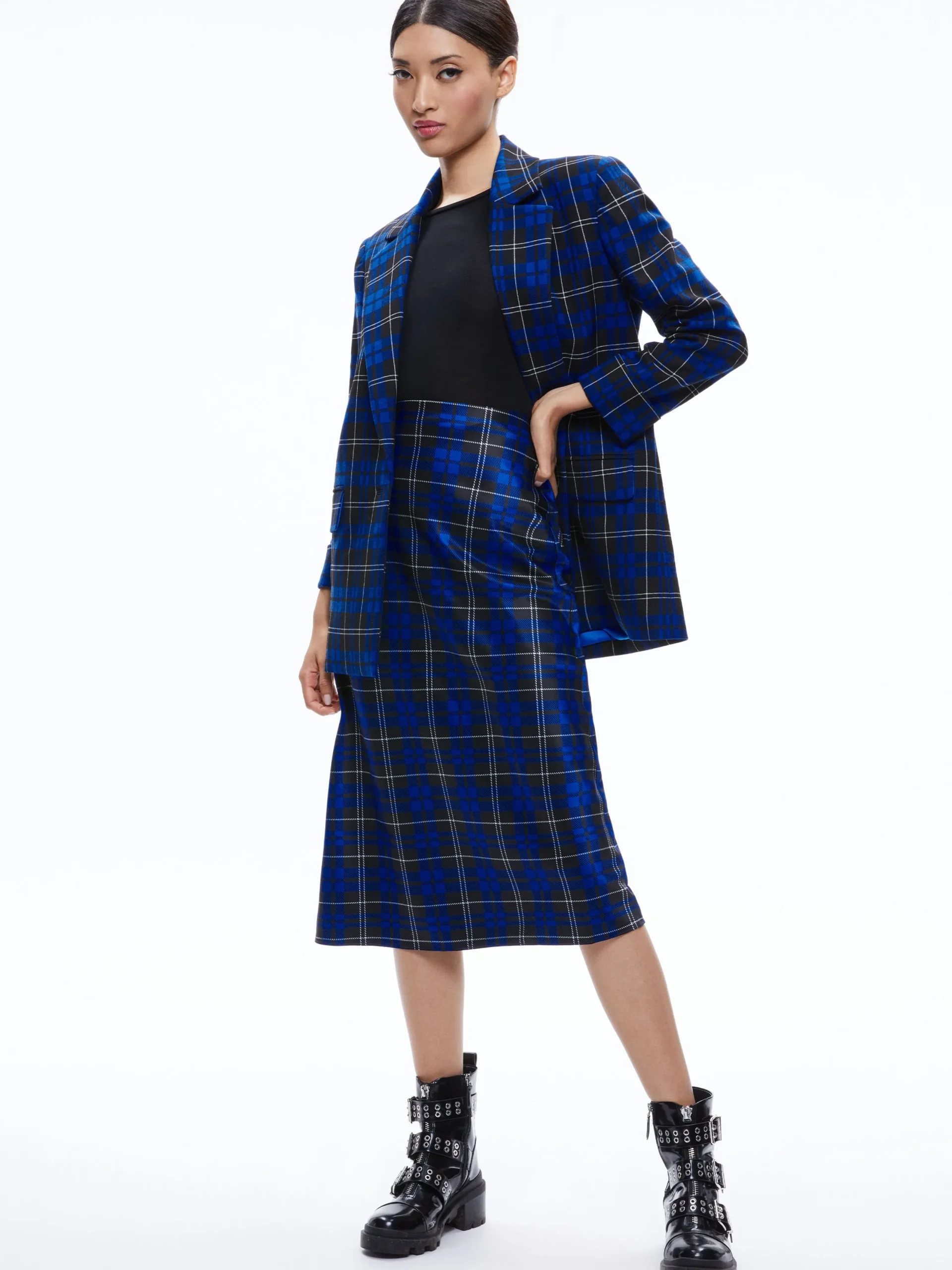 Alice and Olivia MATCHING SETS*ASHLEY OVERSIZED BLAZER + MAEVE MIDI SLIP SKIRT