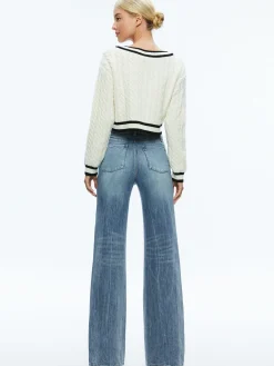 Alice and Olivia ESSENTIALS|SWEATERS*AYDEN CROPPED V-NECK PULLOVER