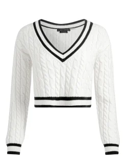 Alice and Olivia ESSENTIALS|SWEATERS*AYDEN CROPPED V-NECK PULLOVER