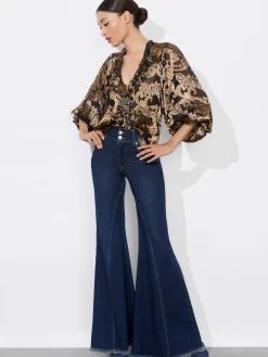 Alice and Olivia JEAN SHOP|JEANS*BEAUTIFUL HIGH RISE RUFFLE HEM JEAN
